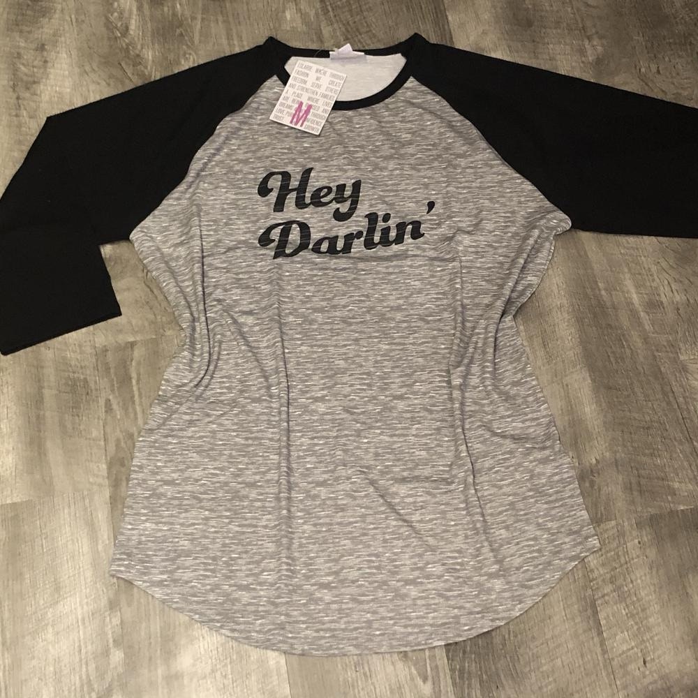LuLaRoe Gray and Black Long Sleeve RandyTee